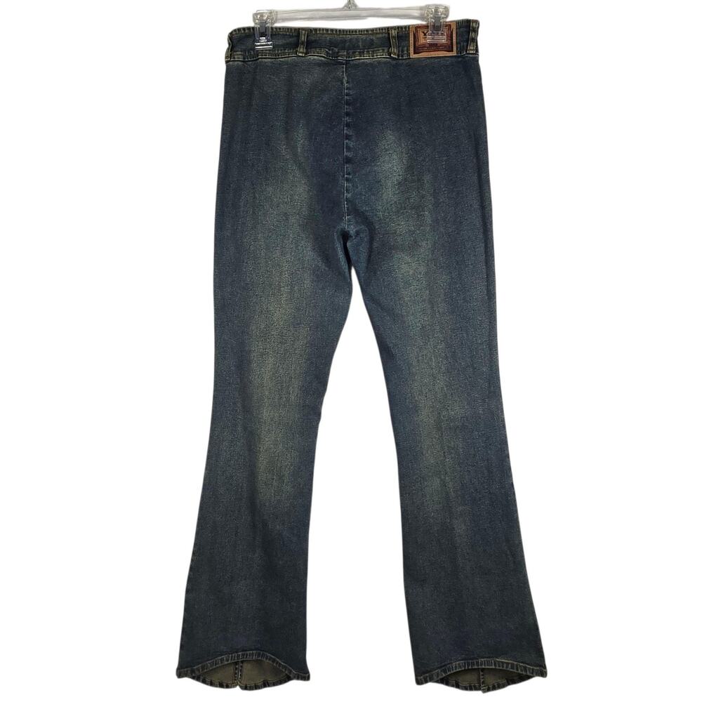 VTG YMI UBU Jeans 32x32 (JR 13) Split Hem Flare Leg Jeans Y2K Pocketless Stretch - Picture 8 of 11